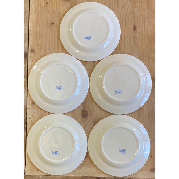 Two Oxford 7880-1 and Three 7890-1 Made Brazil 7 3/8" Black & White Bread Plates - Picture 4 of 4